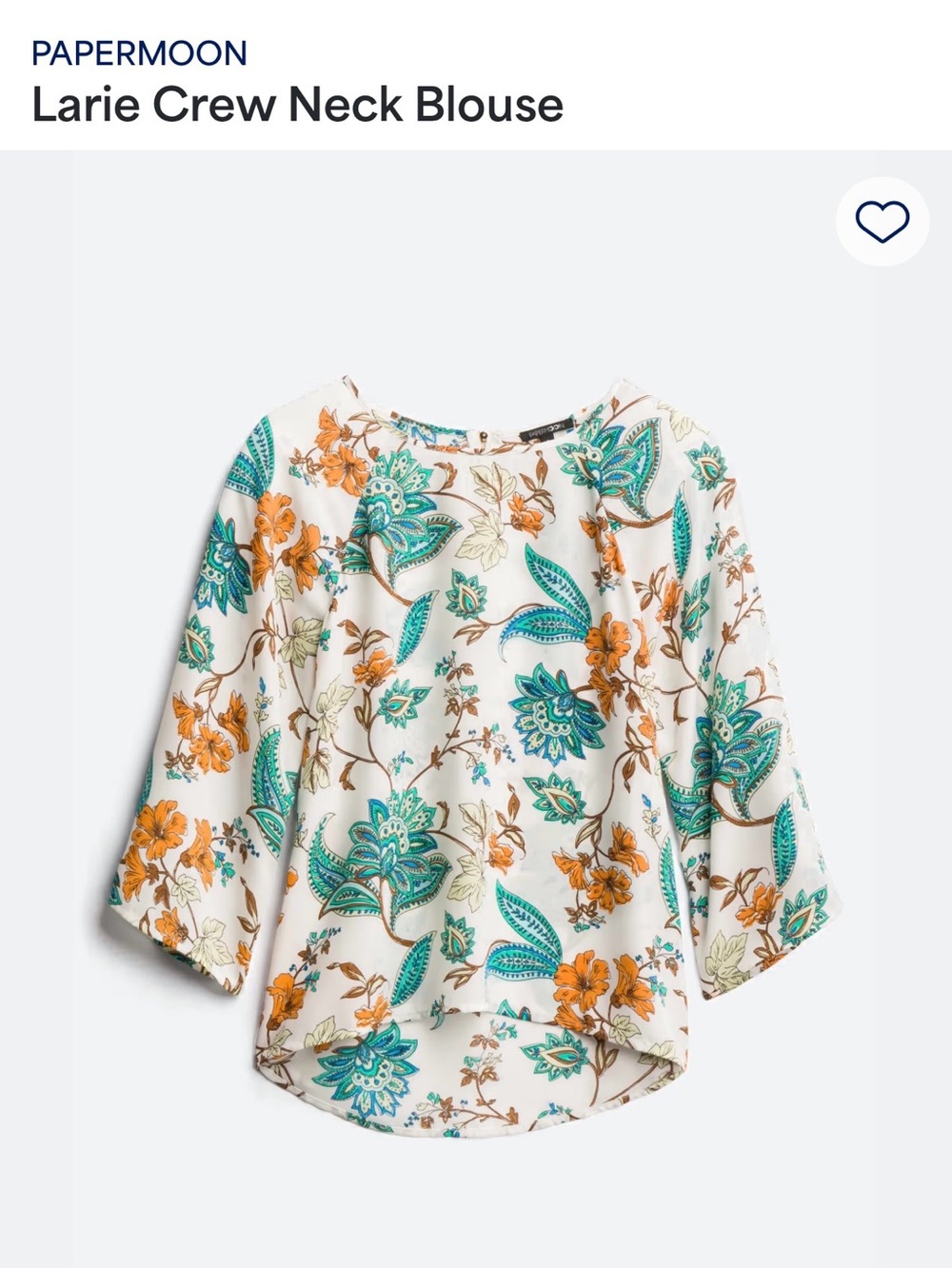 Papermoon Cream Floral Blouse with Teal and Orange Print NWOT